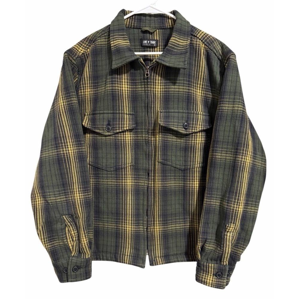 Line of Trade Logger Zip Shirt‎ Jacket Spuce Plaid Men's Size X-Large